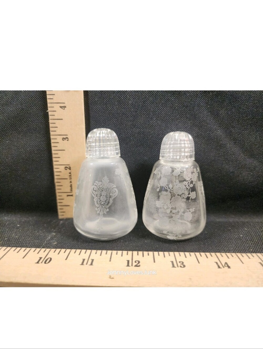 Vintage Cambridge Glass Salt & Pepper Set Chantilly Laxe Design Used